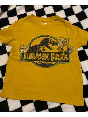 Girls size 5 Jurassic park yellow tshirt with flowers